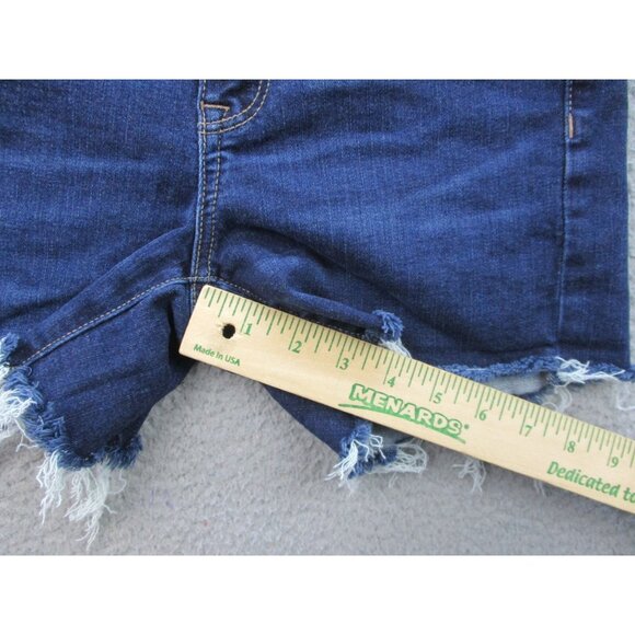 American Eagle Jeans Women's 2 Blue Denim Shorts Stretch Hi Rise Shortie Raw Hem - Picture 7 of 10